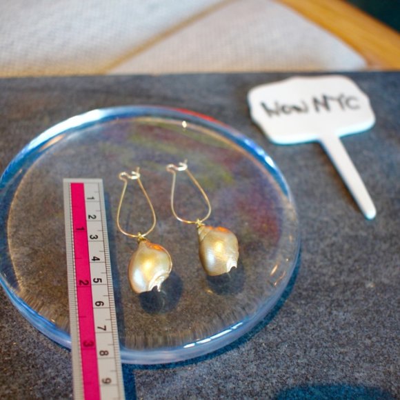 NEW Shell gold drop hook dangle conch earrings - Picture 7 of 12